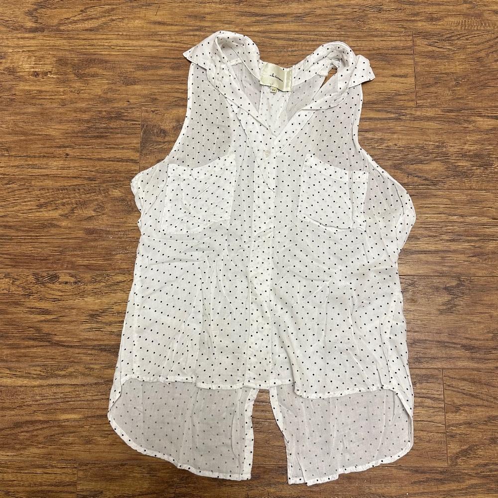 Elevenses Women's Sleeveless Polka Dot Blouse Size XS